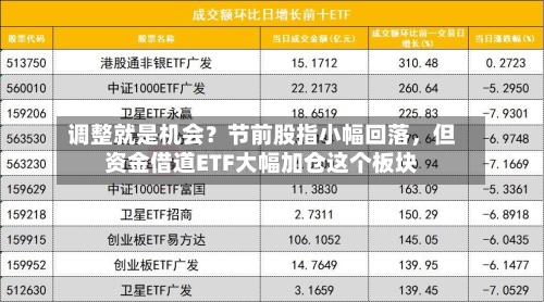 调整就是机会？节前股指小幅回落，但资金借道ETF大幅加仓这个板块