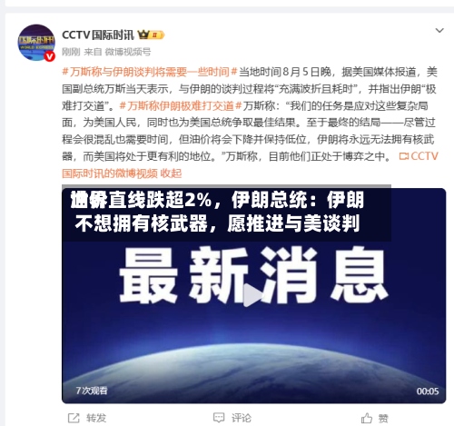 世界油价直线跌超2%，伊朗总统：伊朗不想拥有核武器，愿推进与美谈判