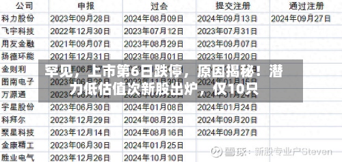 罕见	，上市第6日跌停，原因揭秘！潜力低估值次新股出炉，仅10只-第2张图片